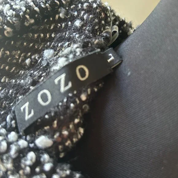 Zozo Black & White Lightweight Cardigan Sweater with Black Belt Accent - Picture 5 of 5